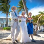 A bride and her parents at the Azul Fives hotel in Playa del Carmen