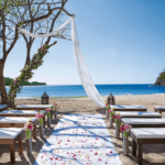 beach wedding set up in costa rica