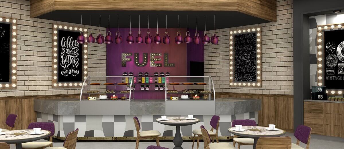 rendering of the fuel coffee shop at Planet Hollywood Cancun