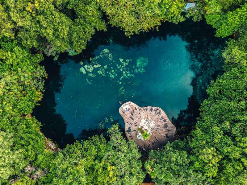 aerial view of the wedding cenote