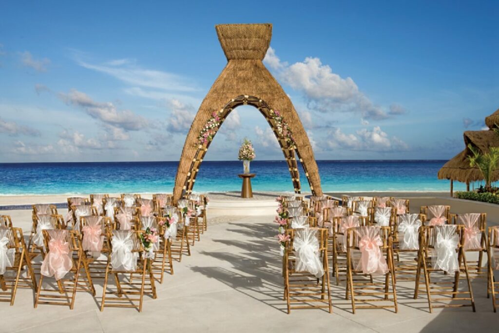 dreams riviera cancun wedding gazebo set up oceanfront