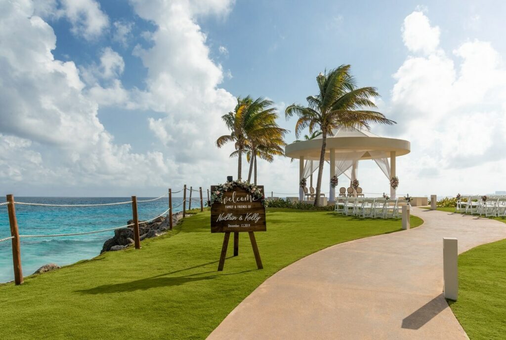 Destination wedding gazebo for ocean view ceremonies at hyatt ziva cancun