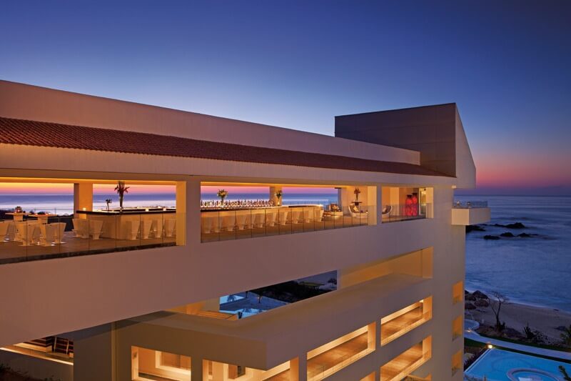 illuminated sky bar with ocean view at secrets huatulco