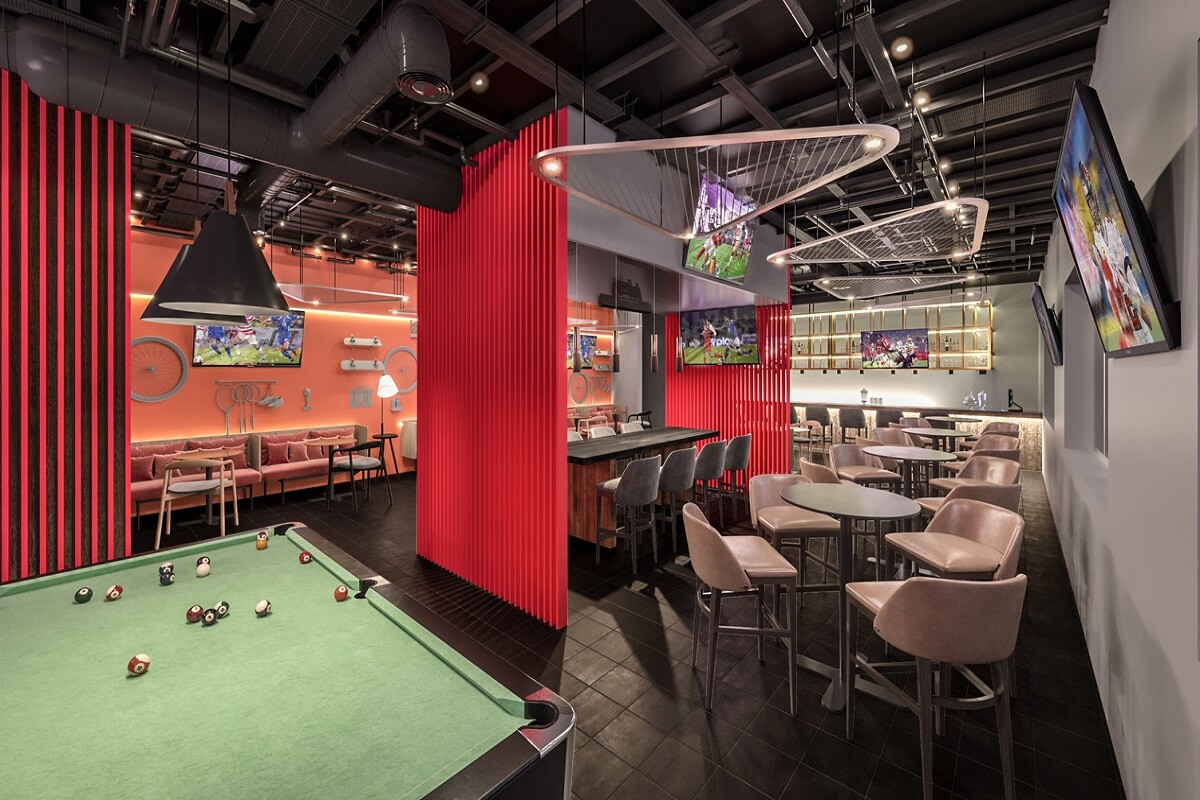 Sports bar with pool table