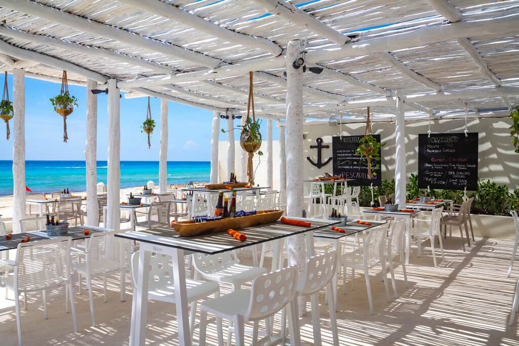 Outdoor restaurant with ocean views