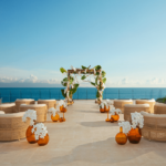 Secrets Bahia Mita wedding reception set--up at the presidential suite terrace