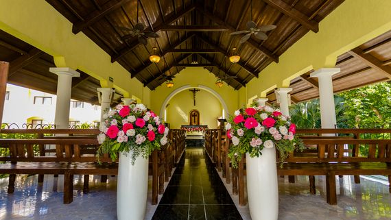catholic wedding chapel at an all inclusive beach resort in puerto vallarta