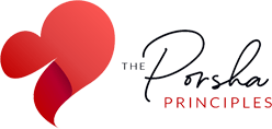 the porsha principles logo with a red heart