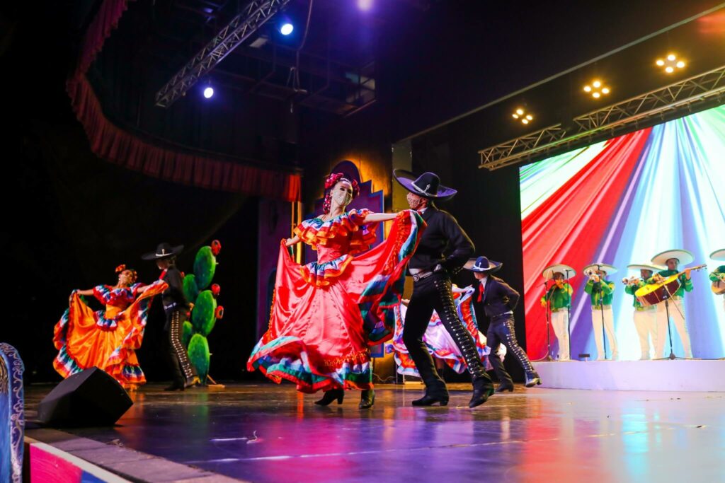 mexican show with traditional folk dances in colorful attire