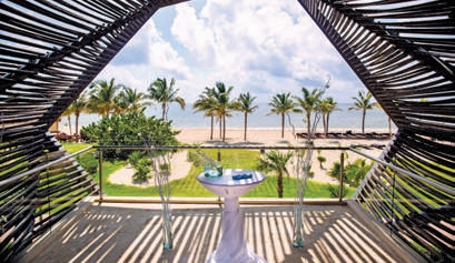 Royalton riviera cancun wedding ceremony set-up at the Gazebo with small round ceremony table and white cloth.