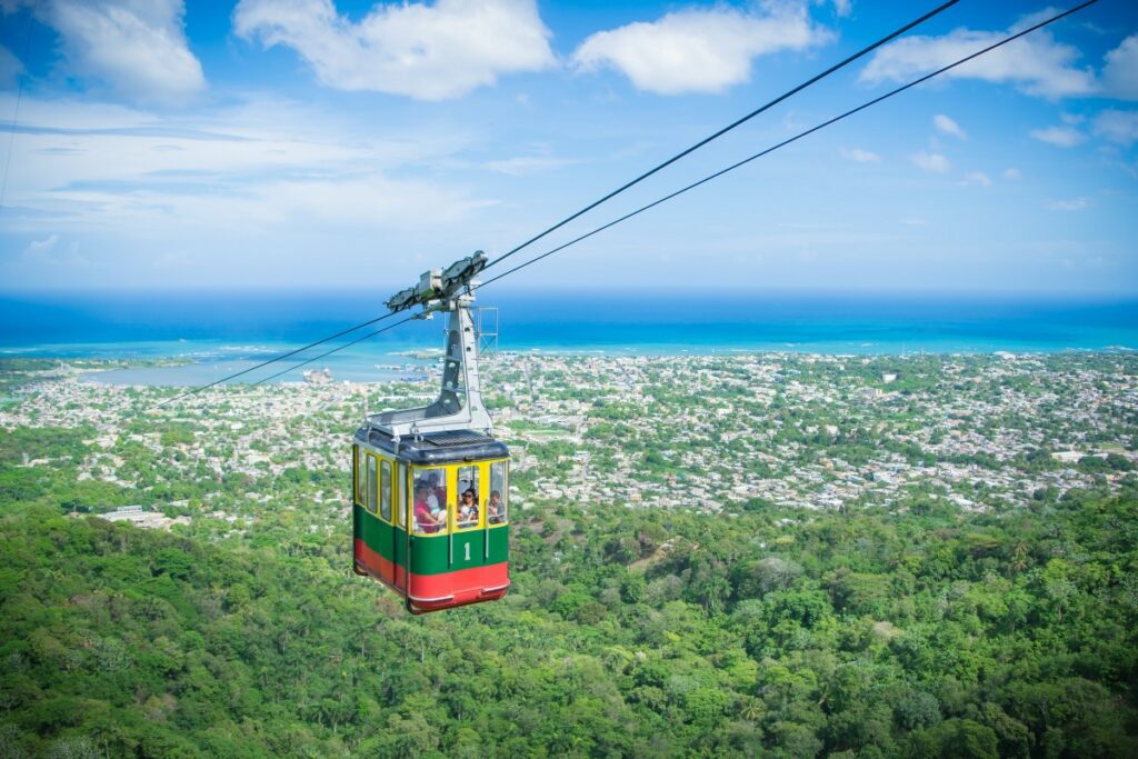 Puerto Plata cable car with the ocean at the back in the Dominican Republic