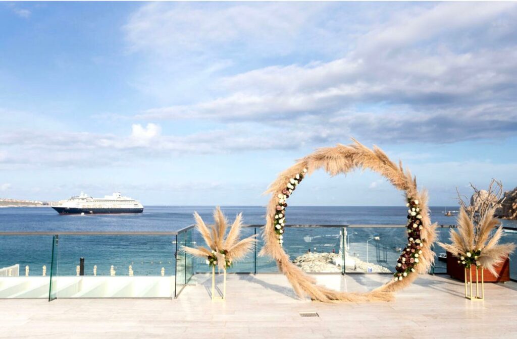 breathless cabo wedding ceremony arch ocean front