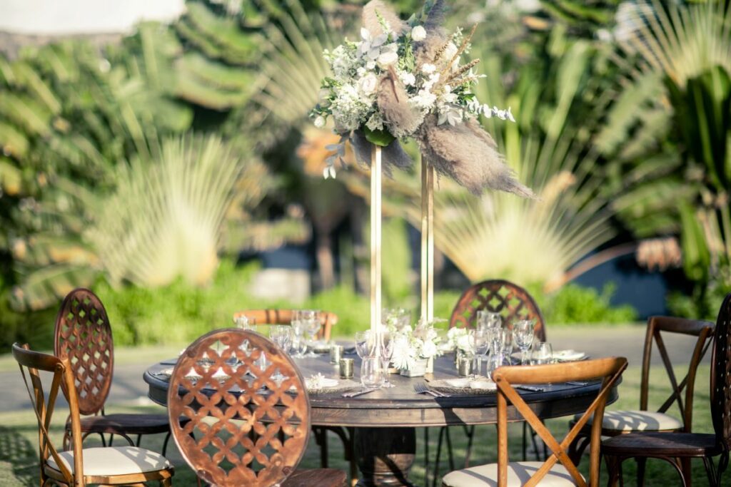 garden wedding set up at an all-inclusive resort in mexico