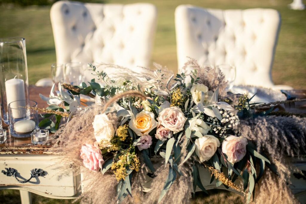 sweetheart wedding table with beautiful flowers
