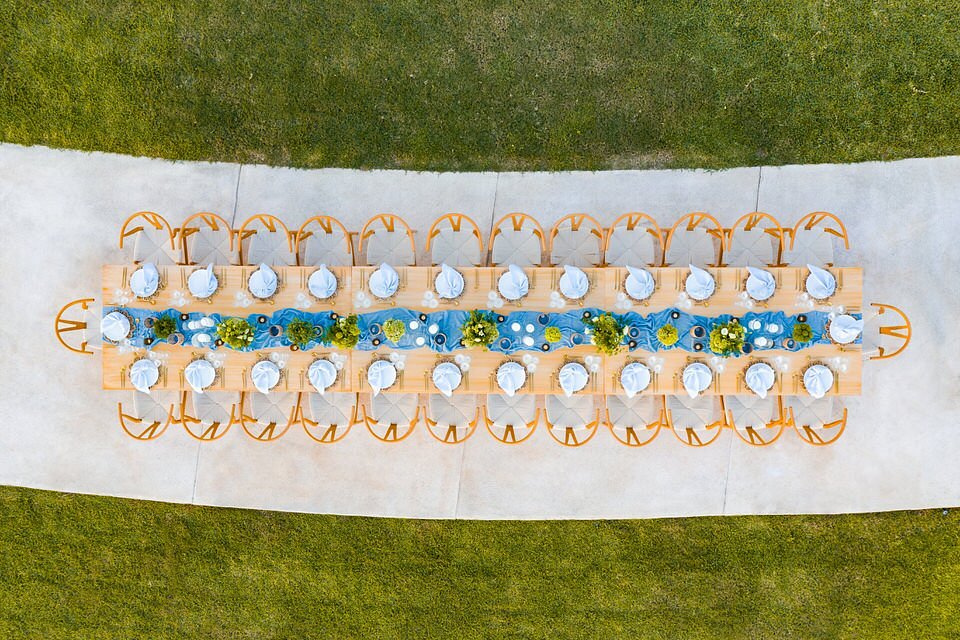 wedding reception table from above