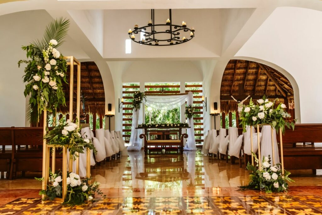 A wedding chapel at a beach resort in cancun