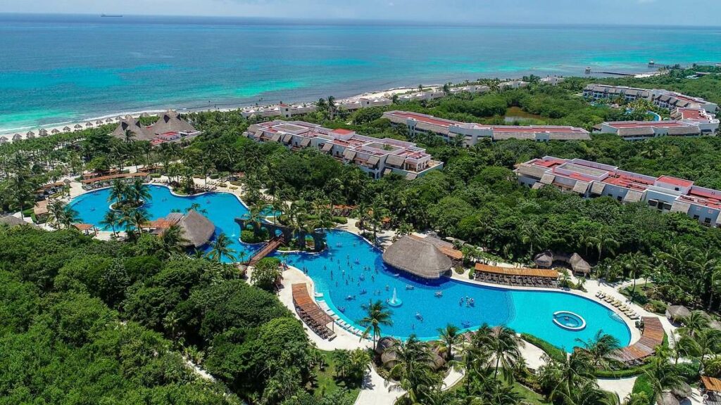 aerial view of a resort complex in the riviera maya