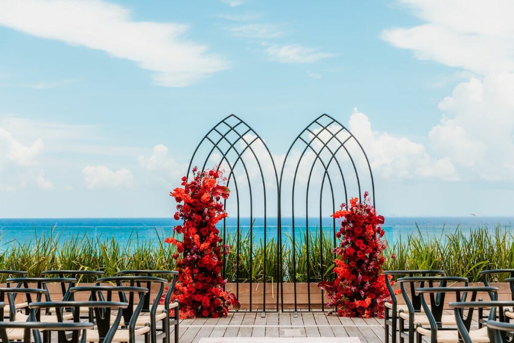 beautiful wedding terrace with ocean view at a luxury all inclusive resort in the riviera maya