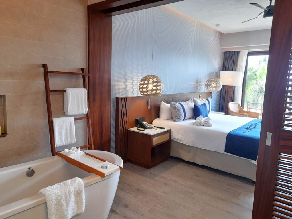 bathroom area of a one bedroom suite at armony luxury resort in puerto vallarta