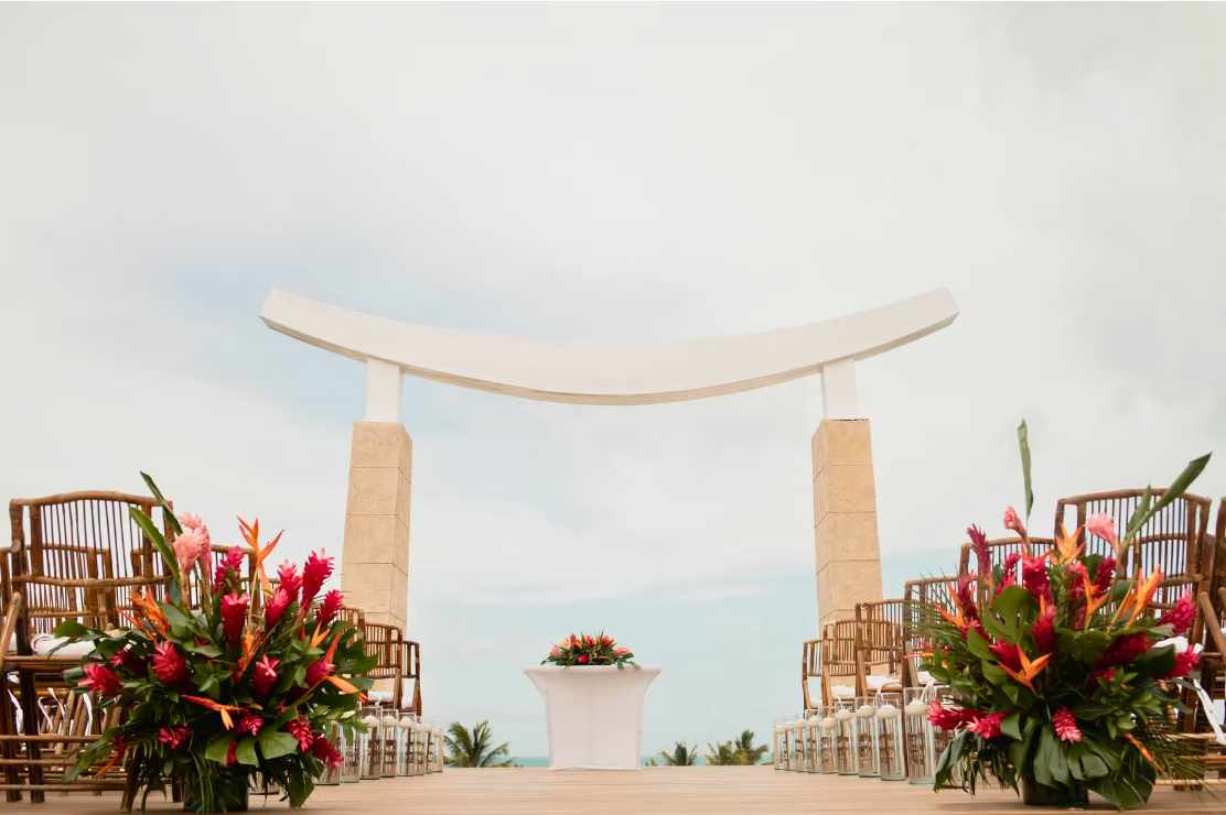 Majestic Elegance Costa Mujeres sky gazebo wedding ceremony